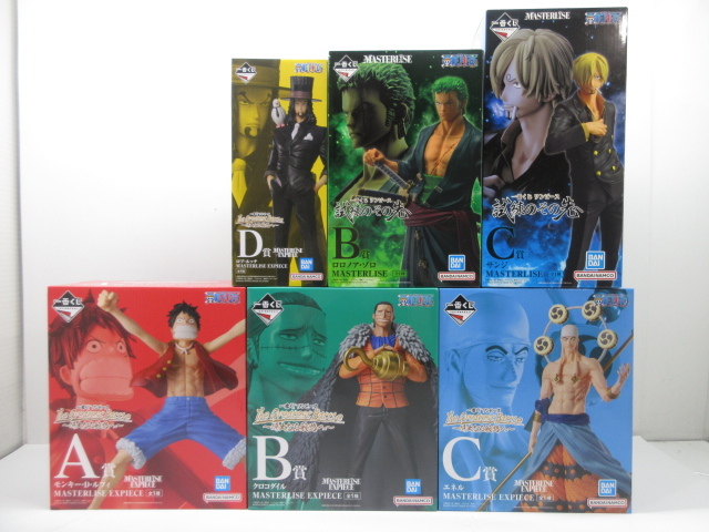 n86852-ty 未开封◎6个セット ワンピースフィギュア 一番くじ B赏ゾロ C赏サンジ A赏ルフィ B赏クロコダイル C赏エネル他 [052-250613]