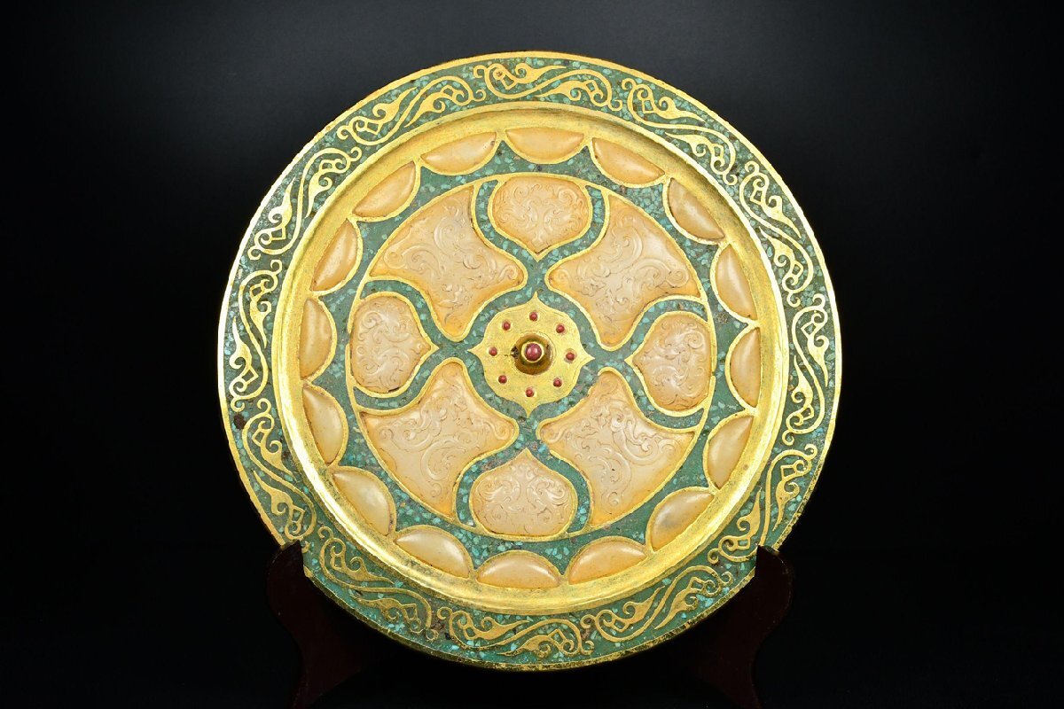 銅鏡 玉銅鏡 青銅器 玉石 中国美術 古玩