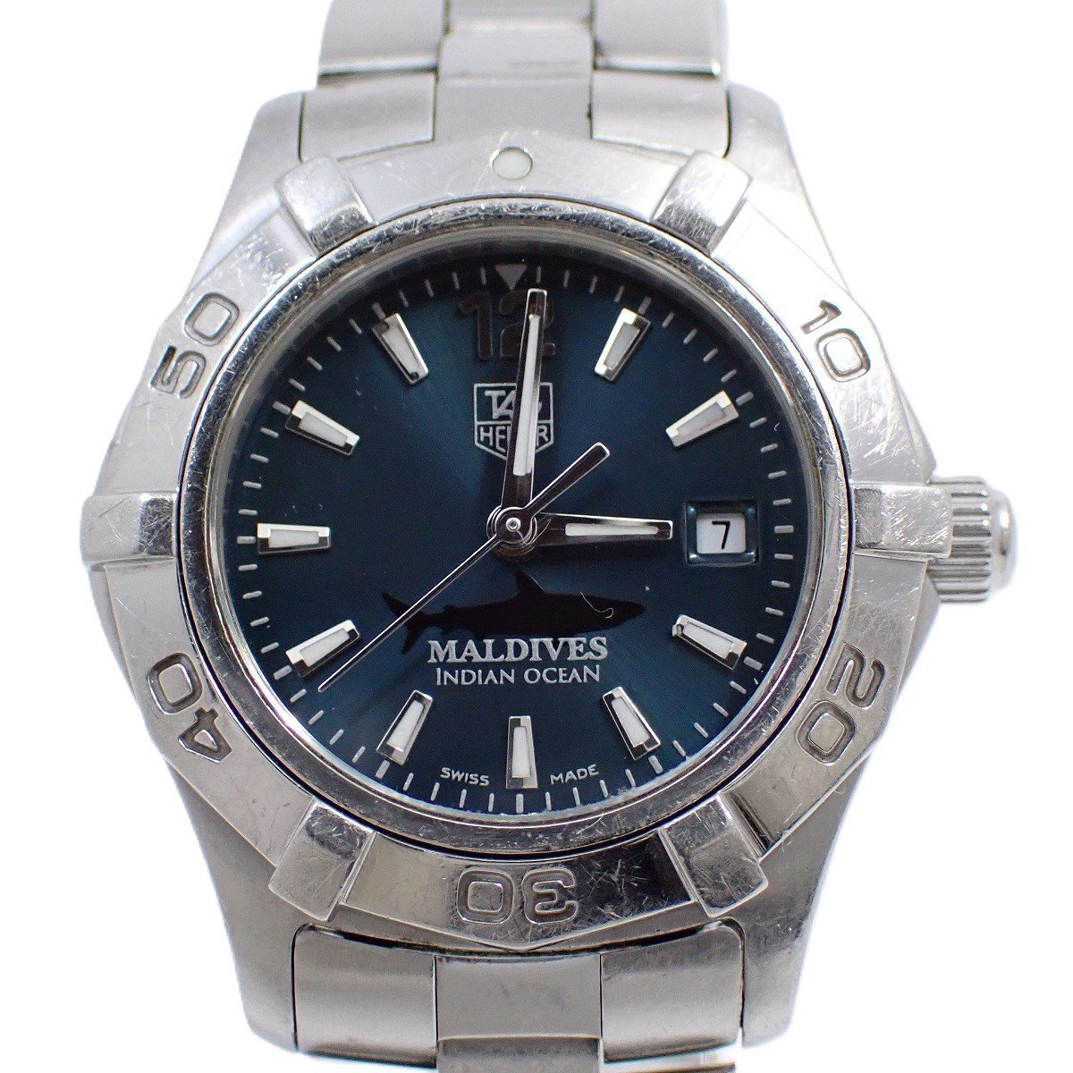 タグホイヤー アクアレーサー 400本限定モデル クォーツ レディース 腕時計 ブルー文字盤 純正SSベルト WAF141M【いおき質店】_画像1