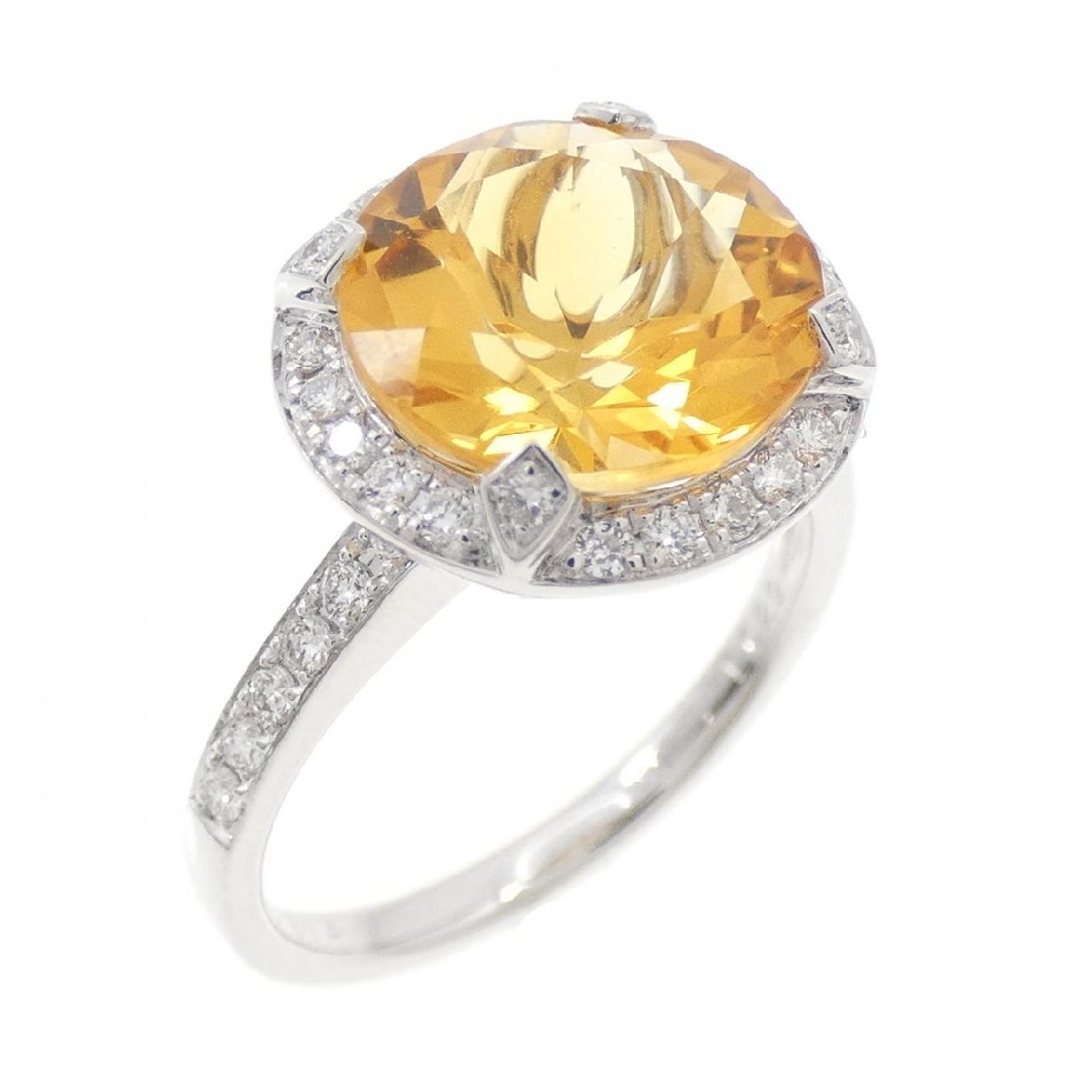 K18WG シトリン リング 3.12CT