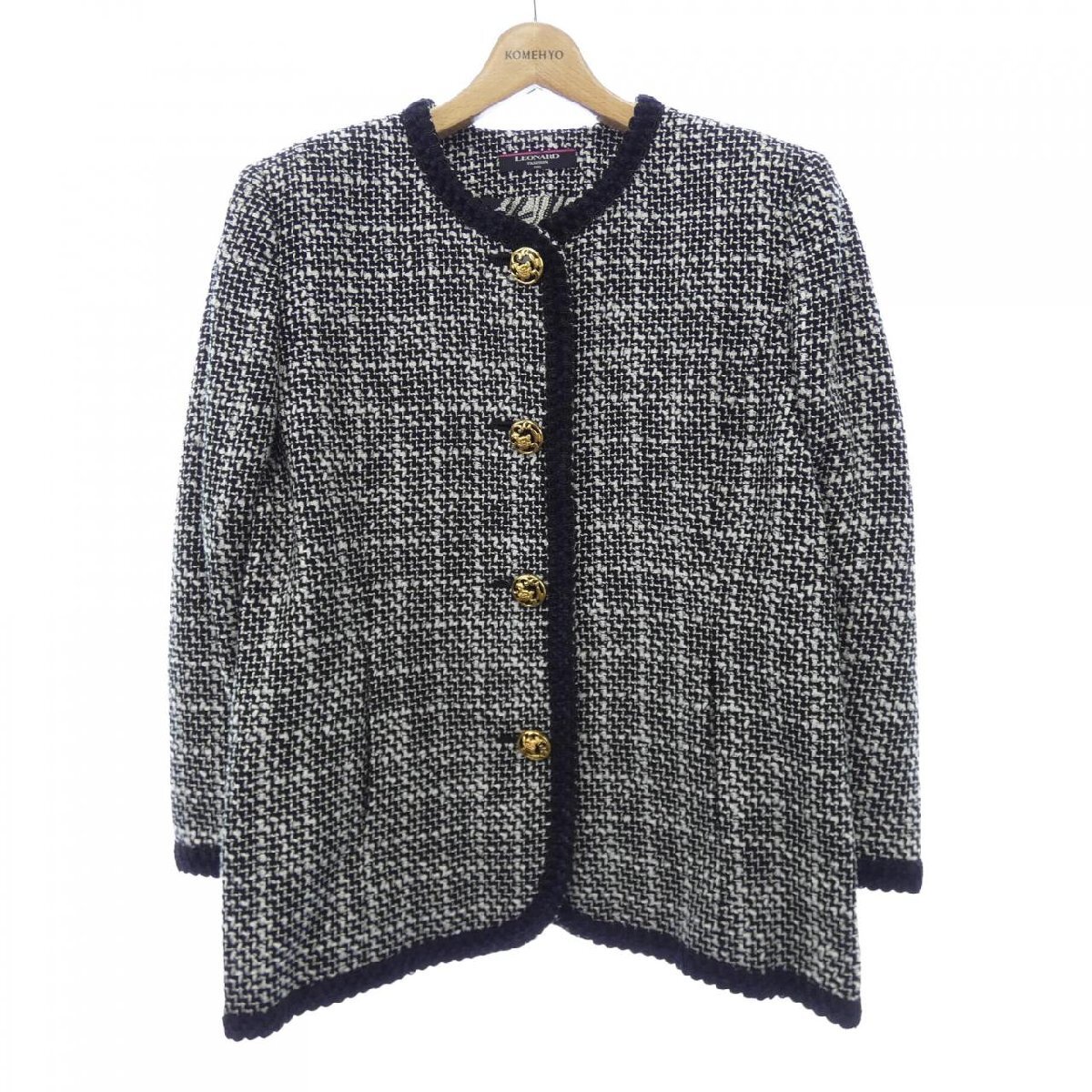 LEONARD FASHION ノーカラージャケット LEONARD - ☆美品☆LEONARD FASHION ノーカラージャケット 黒 Mサイズ