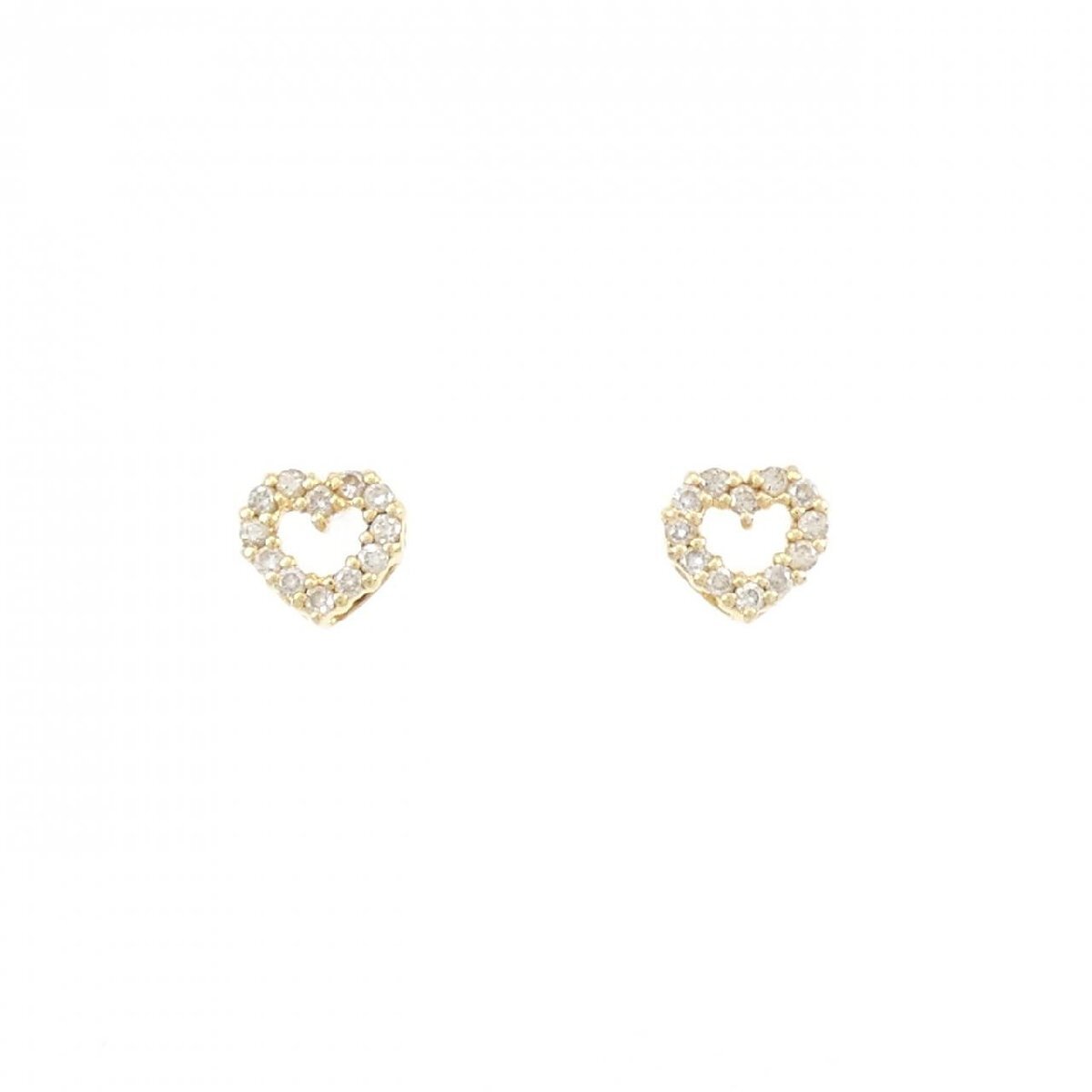 K18YG ハート ダイヤモンド ピアス 0.16CT