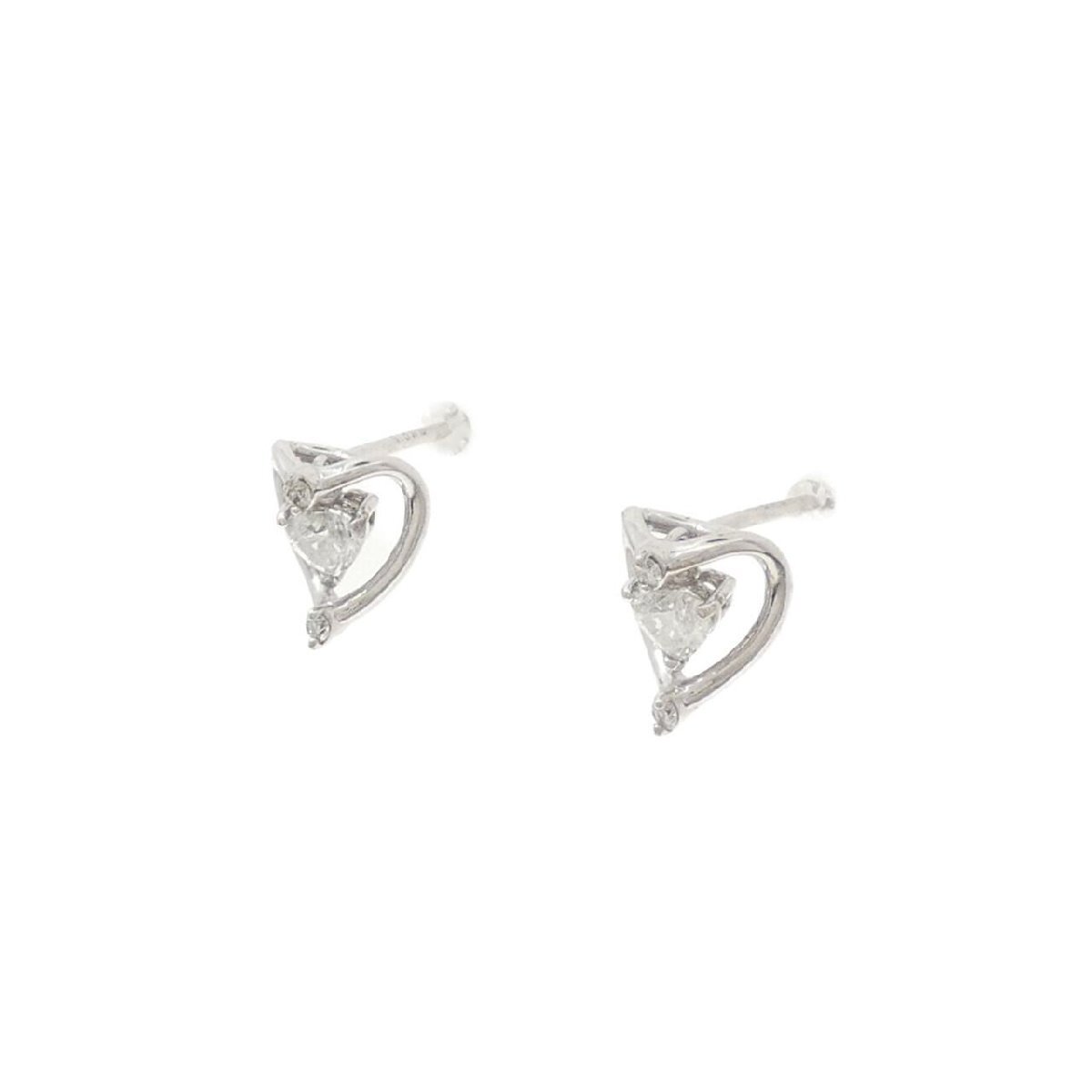 K18WG ハート ダイヤモンド ピアス 0.42CT