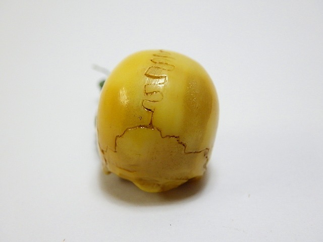 ★ ビンテージ ドクロ 根付 キーホルダー 頭蓋骨 しゃれこうべ ★ H447 Old skull netsuke key chain