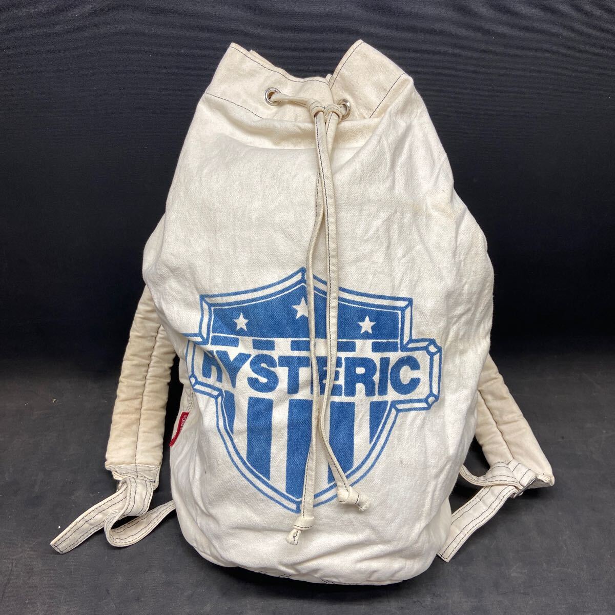 G2561 【90’ ヒステリックグラマー リュック】 ドラム型 バックパック ナップザック 布 キャンバス生地 レア ヴィンテージ 中古 保管品