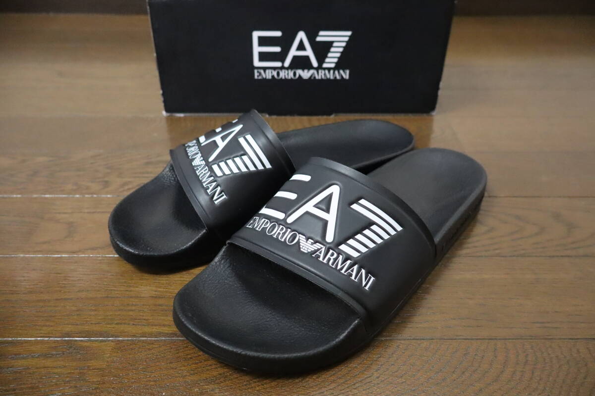☆EMPORIO/エンポリオアルマーニ☆未使用 1円スタート?。ˉ恁触伐悭铹`サンダル サイズ：42 BLACK JP:27～28 cm 夏 海 ジム オフィス