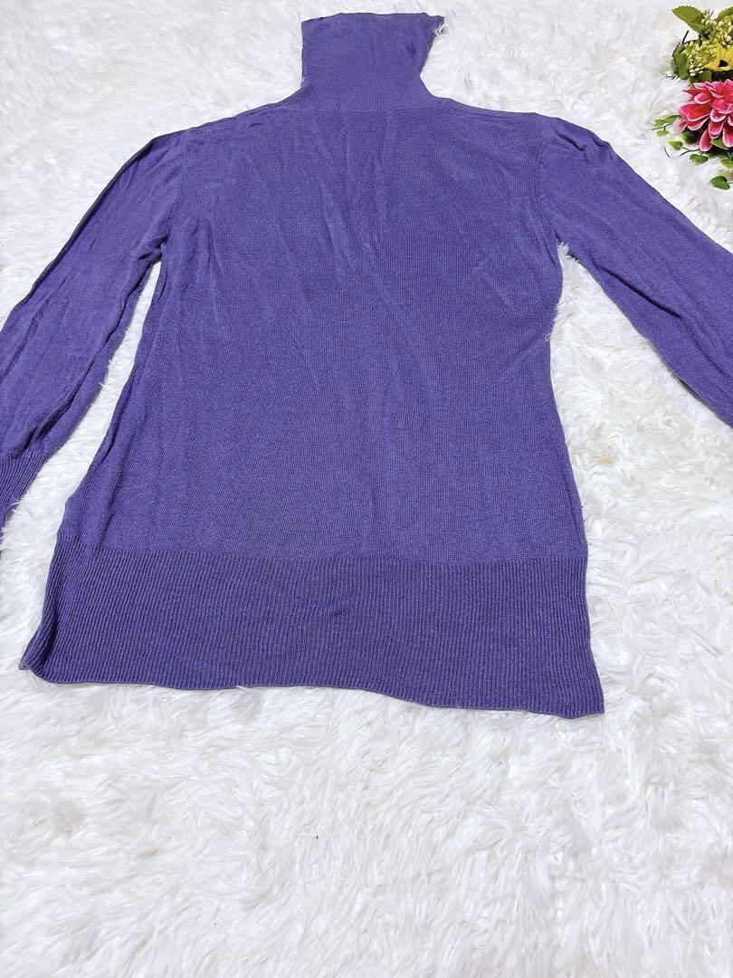 3540ビースリー【L】タートルネックニット 長袖　薄手　リブニット　ナイロン_画像3