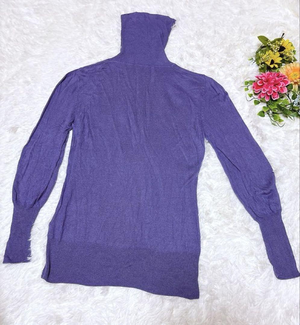 3540ビースリー【L】タートルネックニット 長袖　薄手　リブニット　ナイロン_画像2