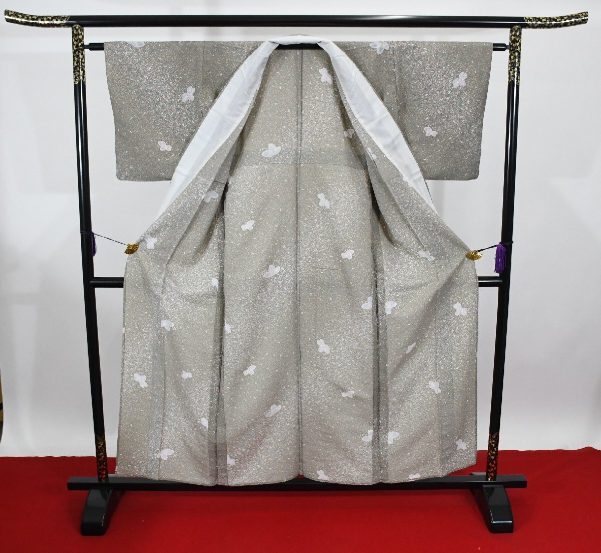 小紋 着物 単衣 花 身丈150cm 裄丈63cm ★ kb-6890 桜庭呉服店_画像8