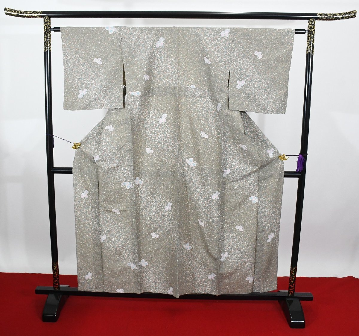 小紋 着物 単衣 花 身丈150cm 裄丈63cm ★ kb-6890 桜庭呉服店_画像2