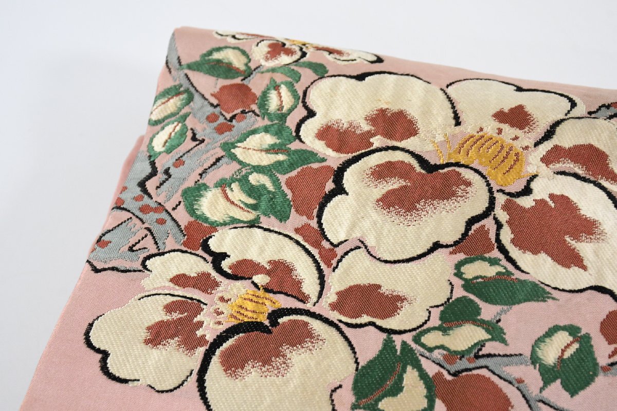 名古屋帯 アンティーク 花 秋草 帯丈334cm ★着物屋 ne-15060 桜庭呉服店_画像10