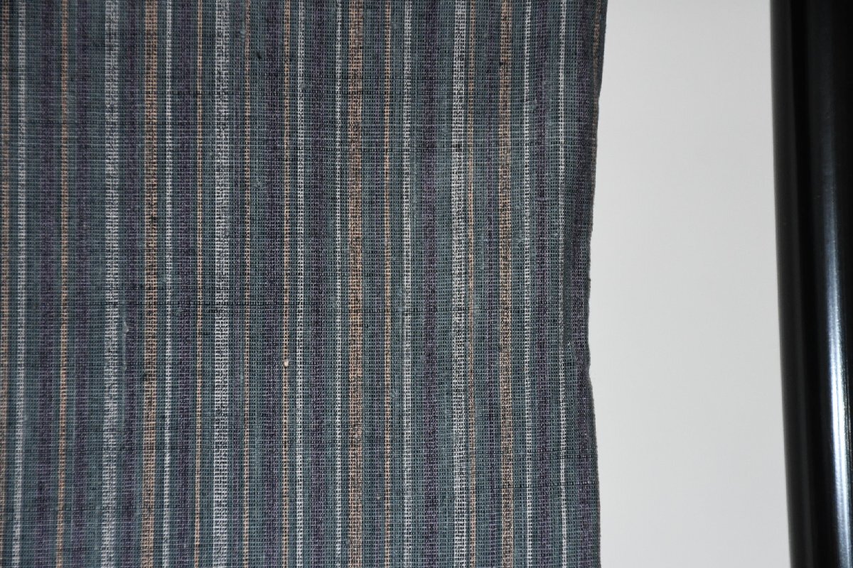 紬 つむぎ 縞々 正絹 単衣 身丈154cm 裄丈66cm ★着物 pb-3728 桜庭呉服店_画像4