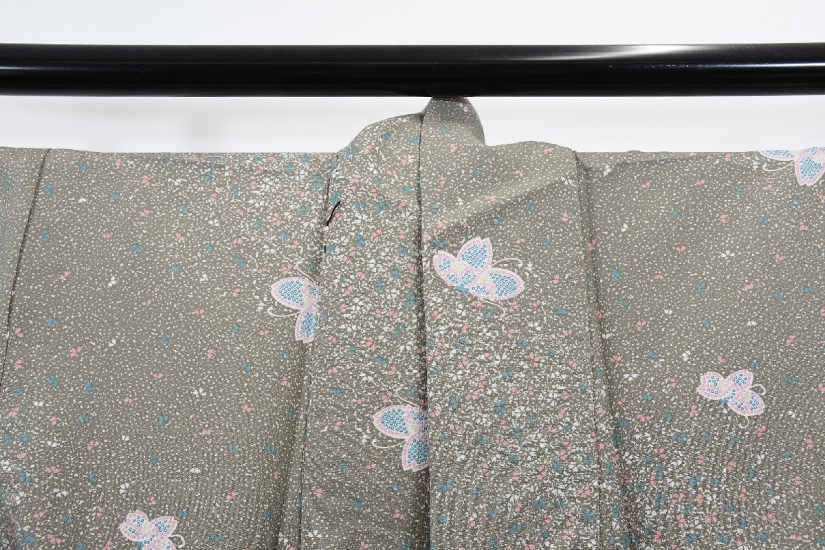 小紋 着物 単衣 花 身丈150cm 裄丈63cm ★ kb-6890 桜庭呉服店_画像7