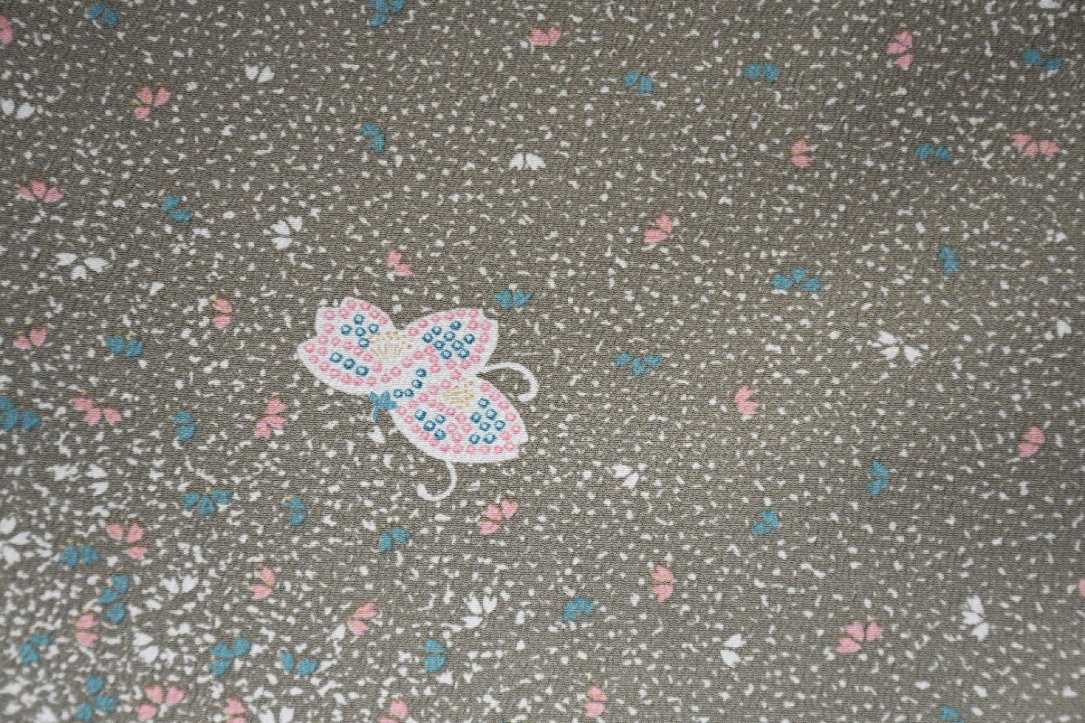 小紋 着物 単衣 花 身丈150cm 裄丈63cm ★ kb-6890 桜庭呉服店_画像3