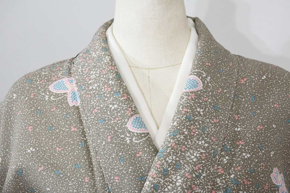 小紋 着物 単衣 花 身丈150cm 裄丈63cm ★ kb-6890 桜庭呉服店_画像1