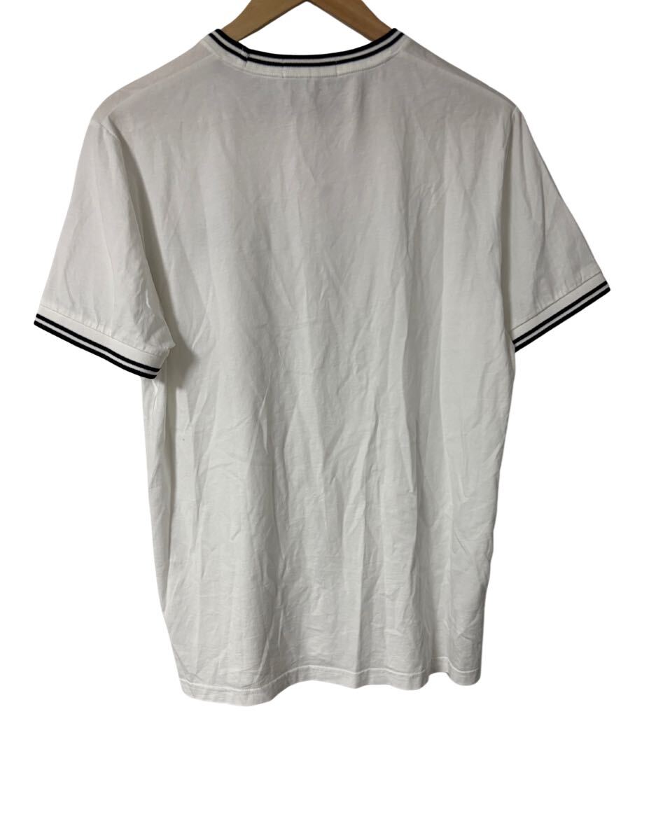 フレッドペリー Twin Tipped Tシャツ M 白×黒 ティップライン 刺繍ロゴFred Perry Twin Tipped T-Shirt White×Black Logo 半袖
