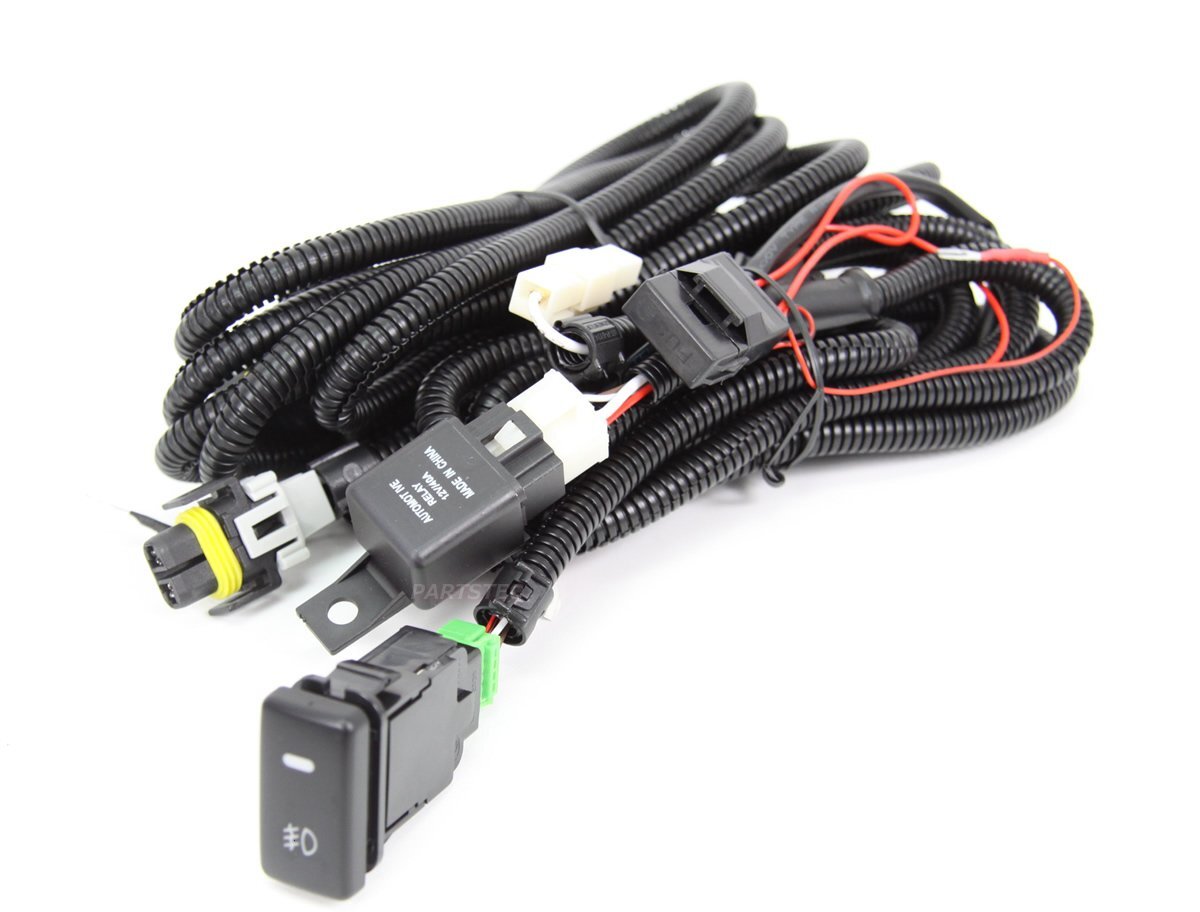 ダイハツ ムーヴ ムーヴカスタム LA100S LA110S フォグ 配線 リレーハーネス LEDスイッチ HID/LED H8 H11 H16 后付け / 28-338 SM-TC