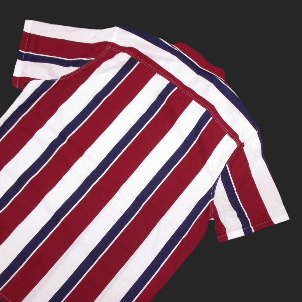 ★SALE★Hollister/ホリスター★ストライプポプリン半袖ボタンダウンシャツ (White/Burgundy/Navy/XL)_画像3