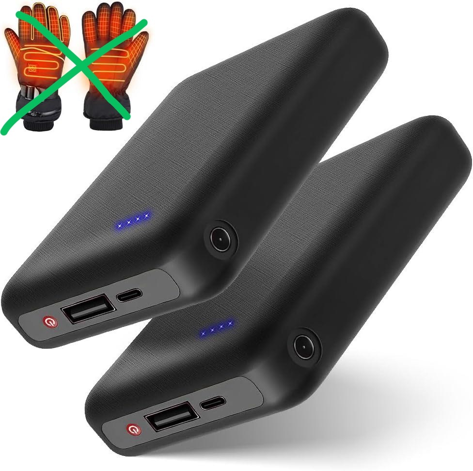 電熱グローブ バッテリー DC+USBデュアル出力 5000mAh 大容量 2個セット3.7V/5V/7.4V電熱グローブ対応 5V/2A USB出力 電熱ベスト_画像1