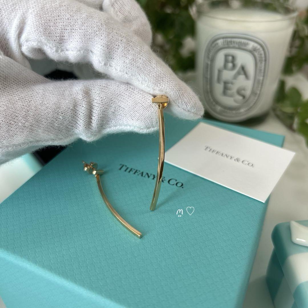 【Tiffany&Co】TiffanyT☆18k Gold Bar ドロップ ピアス 送料無料 ティファニー Tバーピアス ドロップピアス 18K