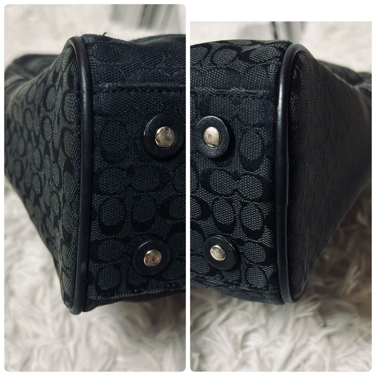  превосходный товар COACH Coach портфель портфель большая сумка ручная сумка плечо ..2way сумка на плечо парусина кожа черный чёрный 