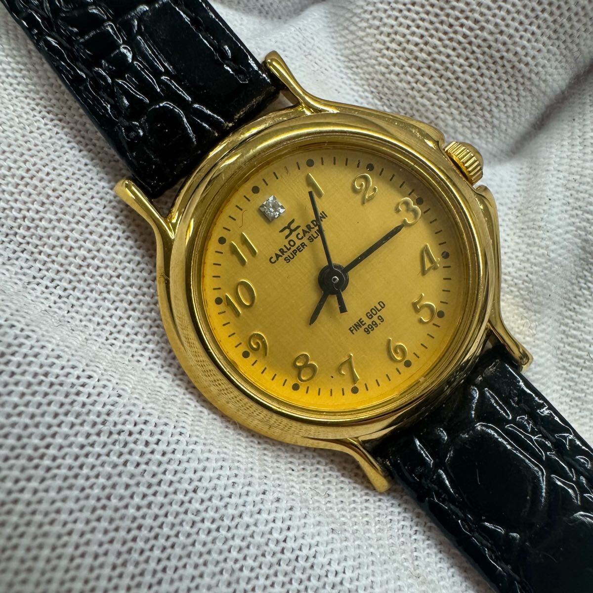 4yt 1円出品 時計 腕時計 CARLO CARDINI カルロカルディーニ C-2210 FINE GOLD 999.9 24金