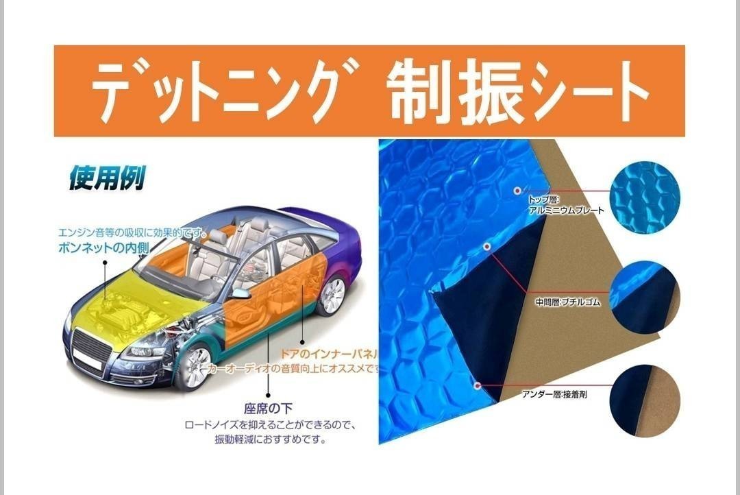 デッドニングセット 制振シート約46cm×約30cm×厚さ2.3㎜×2+吸音 防音