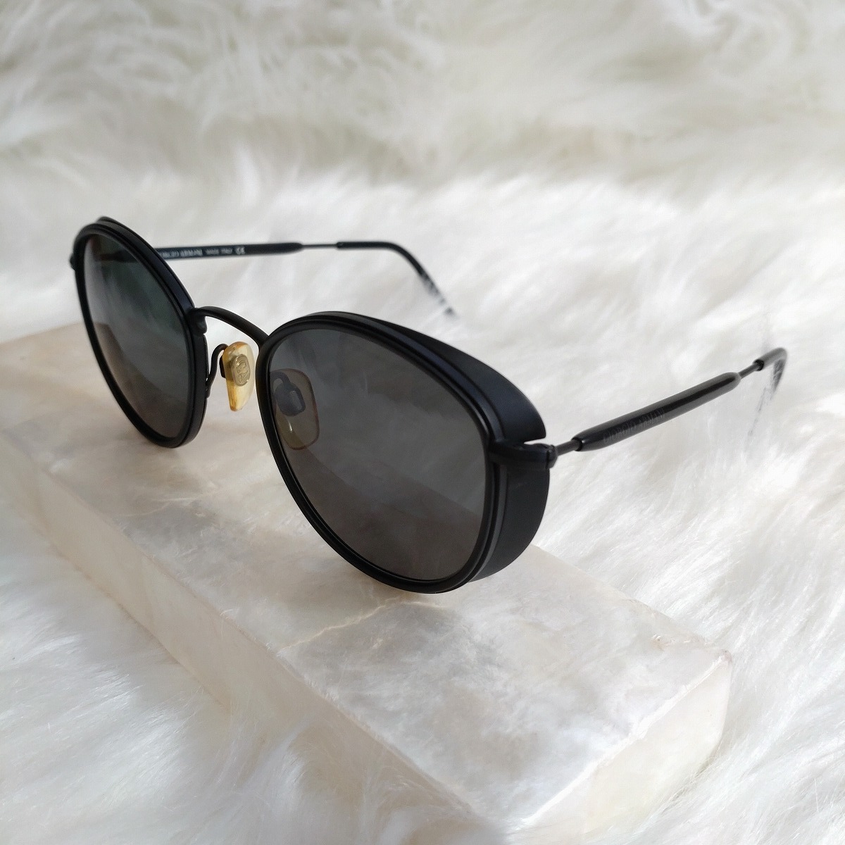 1円～ ■ジョルジオアルマーニ GIORGIO ARMANI サングラス 655 706 カラーレンズ フルリム ゴーグル型 イタリア制 黒 ブラック アイウェア 