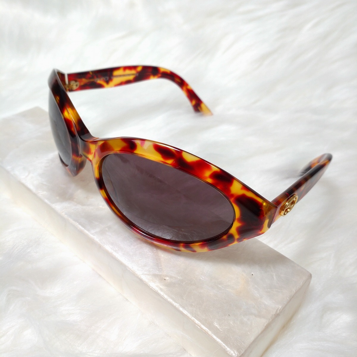 1円～■極美品■GUCCI グッチ サングラス GG2402 インターロッキング ゴールドロゴ べっ甲風(fēng) イタリア制 アイウェア