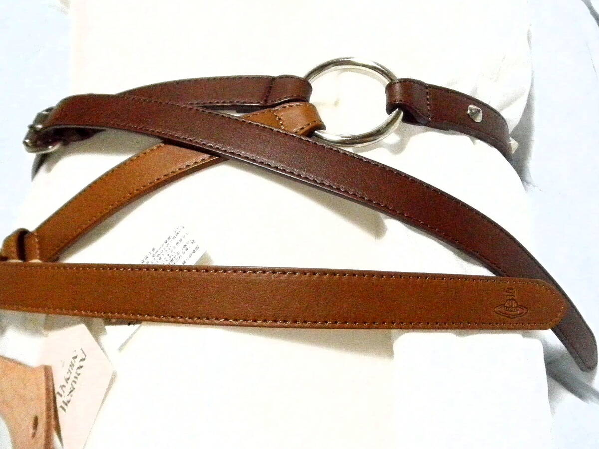 送料無料 新品 Vivienne Westwood ドレス ハーネスベルト オーヴ オーブ ヴィヴィアンウエストウッド 男女 パンク ロック 茶 牛革 未使用