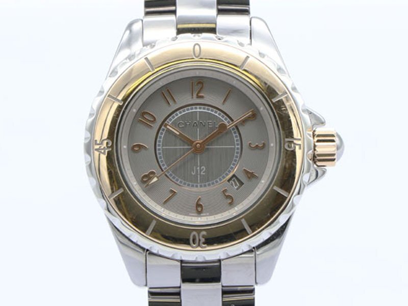 【 シャネル CHANEL 】 腕時(shí)計(jì) J12 H4197 クロノマティック ゴールドベゼル PG/チタンセラミック クォーツ レディース 保 箱 新著 70200-3
