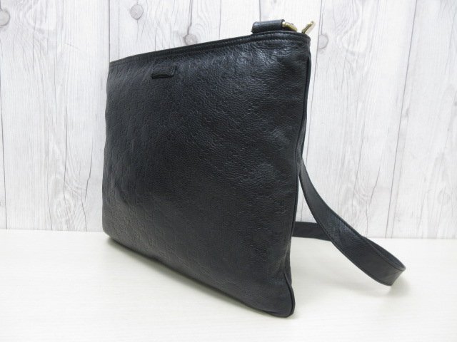 美品 GUCCI グッチ グッチシマ GG柄 ショルダーバッグ バッグ レザー 黒 A4収納可 メンズ 85832Y