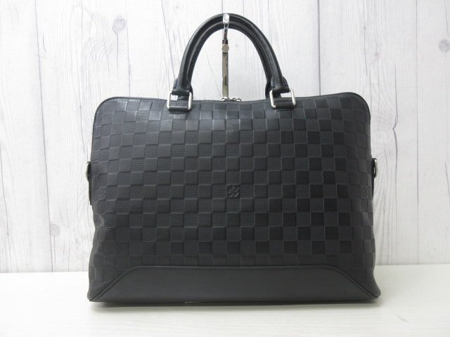 極美品 LOUIS VUITTON ルイヴィトン ダミエアンフィニ アヴェニューブリーフケース ビジネス バッグ N41019 レザー 黒 A4可 メンズ 85862Y