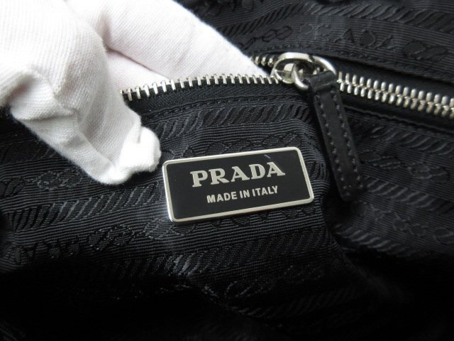 極美品 PRADA プラダ テスート ショルダーバッグ バッグ BT0429 ナイロン×レザー 黒 メンズ 85774