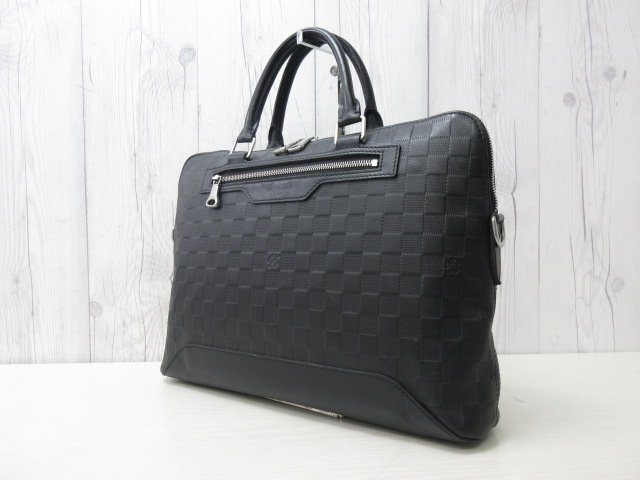 極美品 LOUIS VUITTON ルイヴィトン ダミエアンフィニ アヴェニューブリーフケース ビジネス バッグ N41019 レザー 黒 A4可 メンズ 85862Y