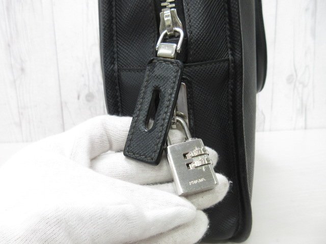 極美品 PRADA プラダ ビジネスバッグ ハンドバッグ バッグ サフィアーノレザー A4収納可 黒 メンズ 85826Y