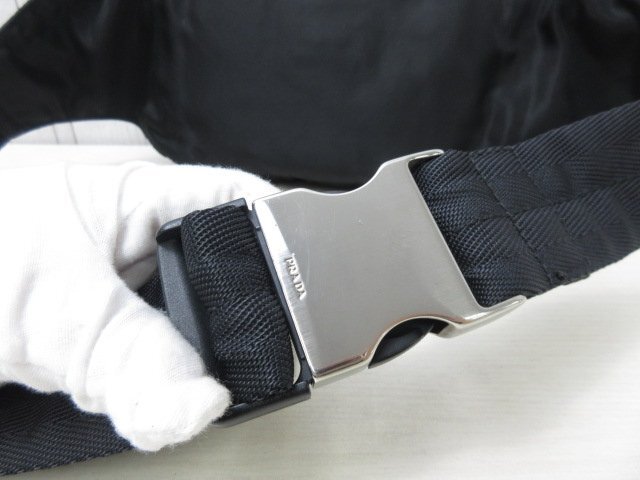 極美品 PRADA プラダ テスート ボディバッグ ウエストポーチ バッグ ナイロン 黒 メンズ 85874