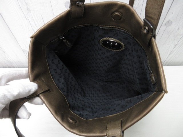 美品 LOEWE ロエベ アナグラム タッセル ハンドバッグ トートバッグ バッグ ナッパレザー ブロンズ A4収納可 85650Y