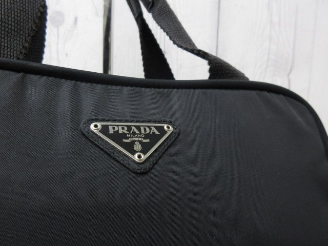 極美品 PRADA プラダ テスート ハンドバッグ バッグ ナイロン×キャンバス×レザー 黒 85857Y