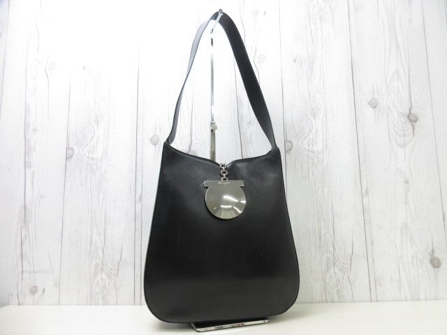 極美品 Ferragamo フェラガモ ガンチーニ ショルダーバッグ バッグ レザー 黒 85841Y