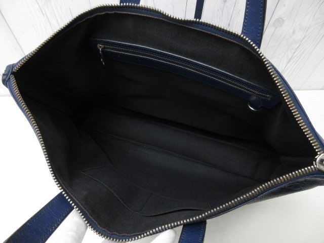 極美品 LOEWE ロエベ アナグラム ビジネスバッグ トートバッグ ハンドバッグ バッグ レザー 青 A4収納可 メンズ 85827Y