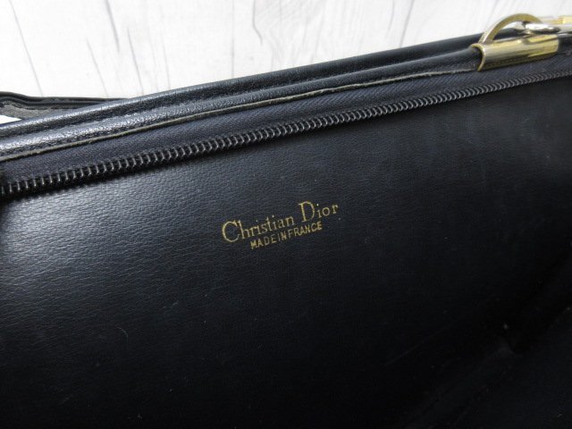 美品 Christian Dior クリスチャン ディオール ヴィンテージ ショルダーバッグ バッグ レザー 黒 85847Y