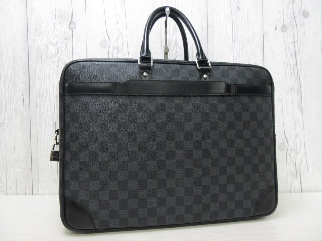 極美品 LOUIS VUITTON ルイヴィトン ダミエグラフィット PDV GM ビジネスバッグ ハンドバッグ バッグ N41123 黒 A4可メンズ 85981Y