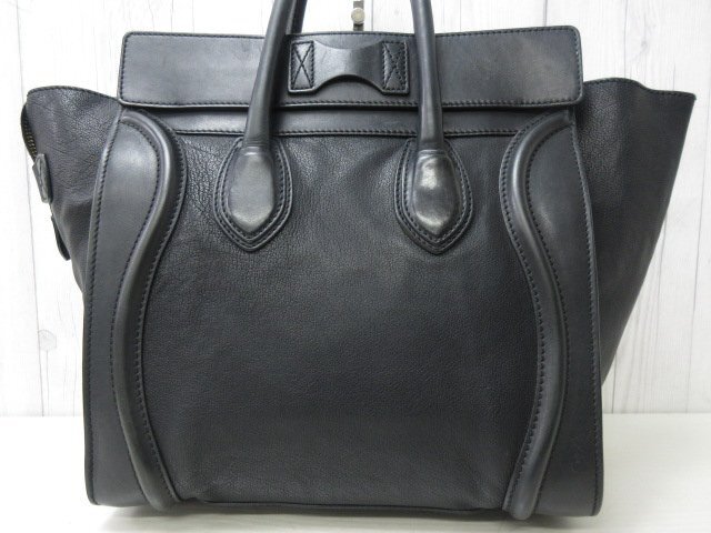 美品 CELINE セリーヌ ラゲージ ミニ ショッパー トートバッグ ハンドバッグ バッグ レザー 黒 A4収納可 86129Y