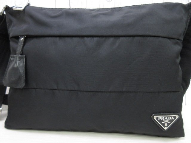 極美品 PRADA プラダ テスート ショルダーバッグ メッセンジャー バッグ ナイロン×ナイロンキャンバス×レザー 黒 A4収納可 メンズ 86315