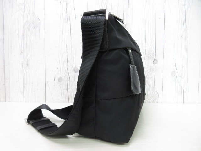 極美品 PRADA プラダ テスート ショルダーバッグ メッセンジャー バッグ ナイロン×ナイロンキャンバス×レザー 黒 A4収納可 メンズ 86315