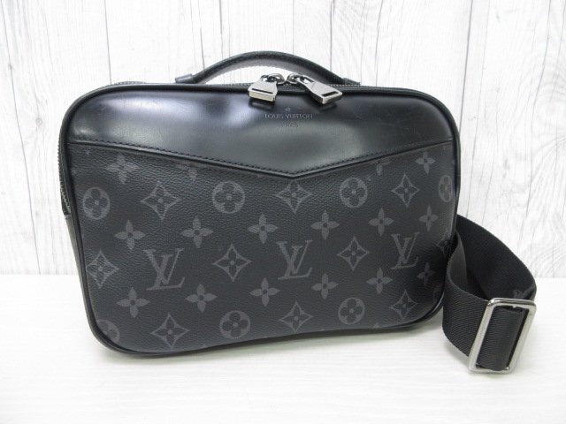 極美品 LOUIS VUITTON ルイヴィトン モノグラム エクリプス バムバッグ ボディバッグ ショルダーバッグ バッグ M42906 黒 メンズ 85796