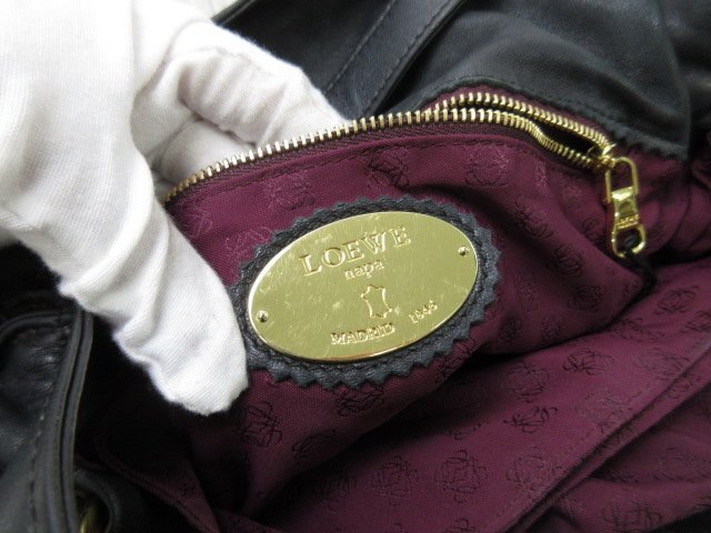 美品 LOEWE ロエベ フラメンコ アナグラム ショルダーバッグ バッグ ナッパレザー 黒 2WAY 86193