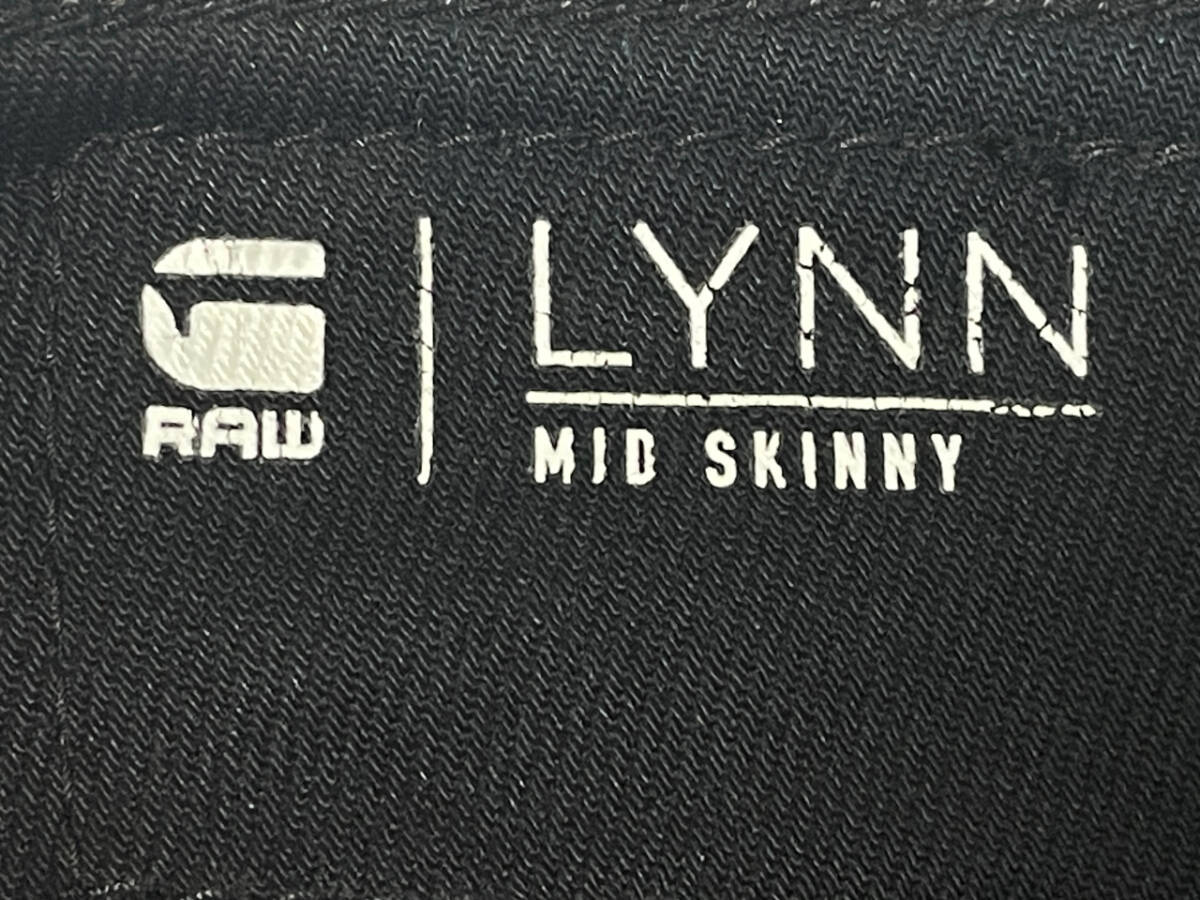 G-STAR RAW ポリ コーティングデニム LYNN W23 (約62cm 女性W28相當) ジースターロウ MID SKINNY 立體裁斷 バイカー デニムパンツ ジーンズ