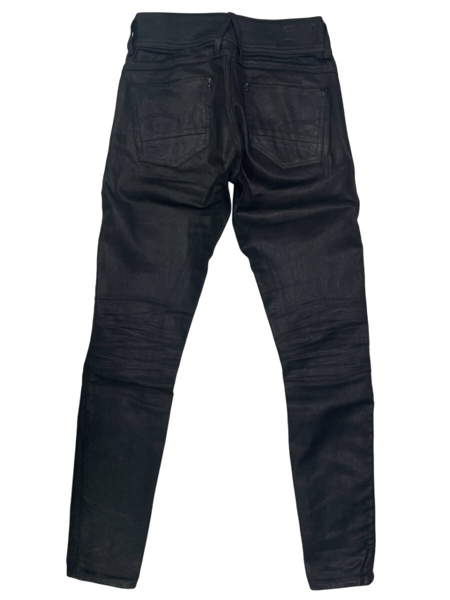 G-STAR RAW ポリ コーティングデニム LYNN W23 (約62cm 女性W28相當) ジースターロウ MID SKINNY 立體裁斷 バイカー デニムパンツ ジーンズ